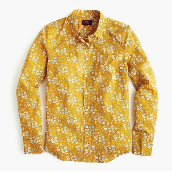 J. Crew Tops - J.Crew Liberty of London Slim Perfect Floral Button Down Shirt Top 6 Ochre Ivory